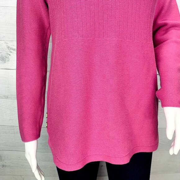 Talbots Womens Button Detail Sweater Mixed Stitch Pink Long Sleeve Size S - Picture 6 of 14